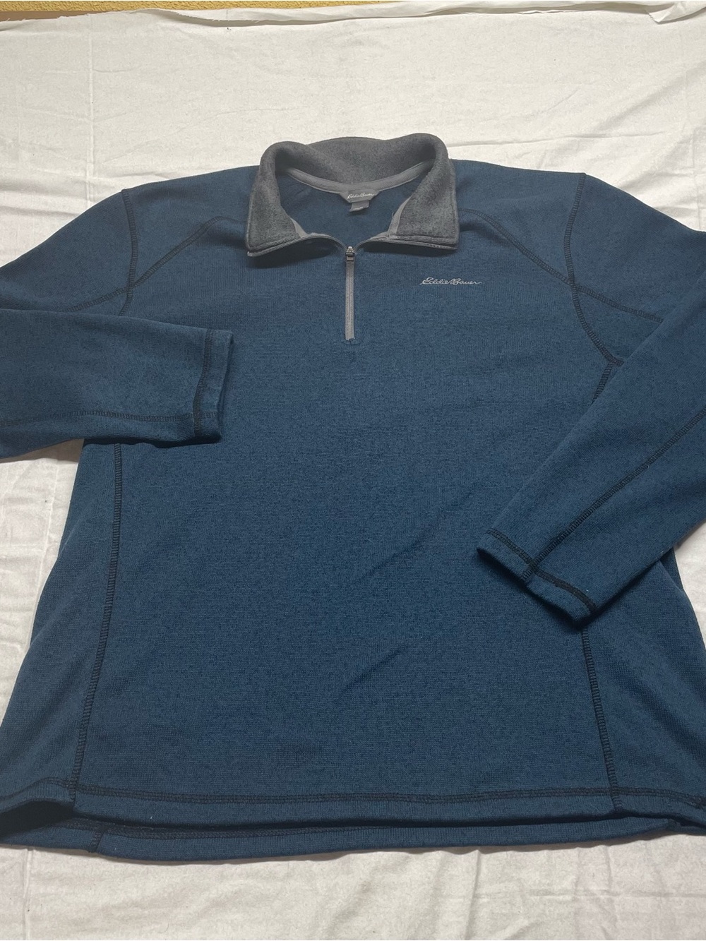 Eddie Bauer Men's Dark Blue Quarter-Zip Fleece Pullover